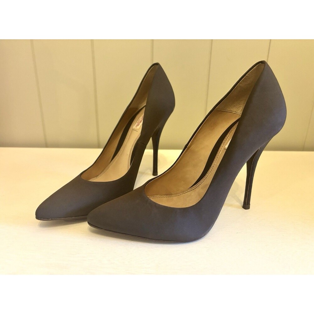 VTG Allsaints Spitalfields Chocolate Brown Satin Pumps Heels Women Shoes Sz 37